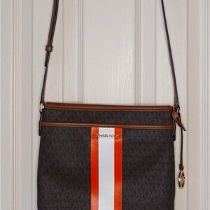 Michael Kors Brown and Orange Crossbody Bag with Adjustable Strap
